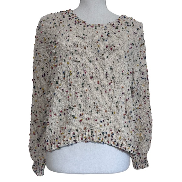 Ellison Birthday Cake Sprinkle Dot Pullover Cream Sweater Size Large - Picture 2 of 8